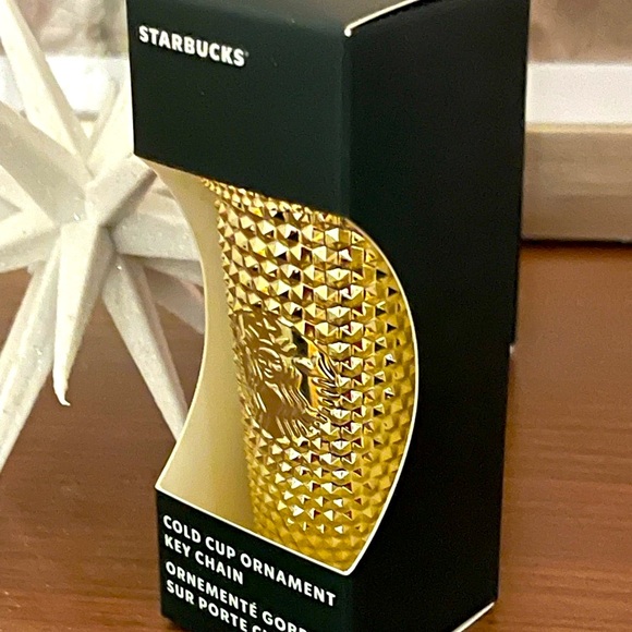 🩷💛NWT Set 2 Starbucks 2022 Holiday Metallic Bling Tumbler Key Chain Ornaments - Picture 6 of 6